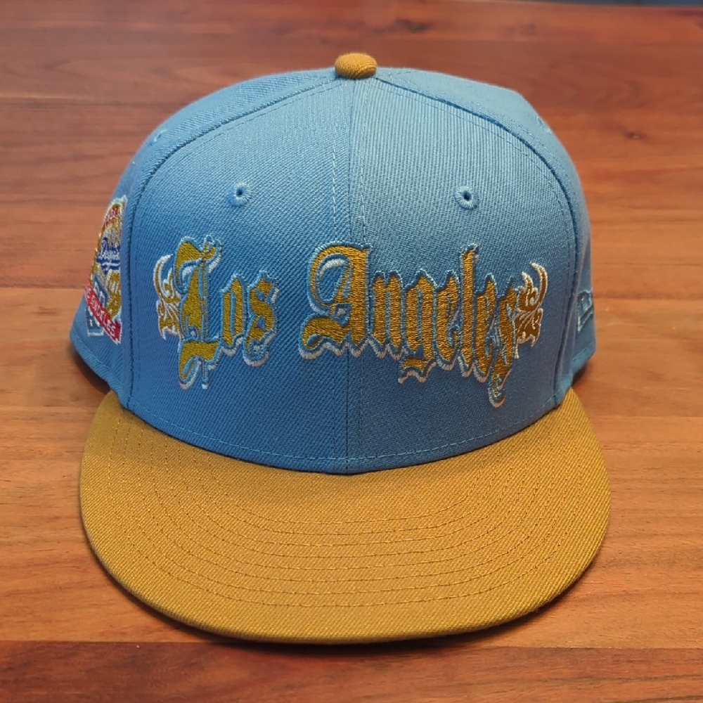 LA Dodgers Two Tone Baby Blue And Tan 60th Anniversary Fitted Hat
